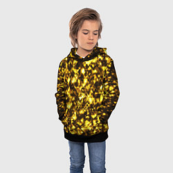 Толстовка-худи детская Золотой узор треугольники на черном фоне, цвет: 3D-черный — фото 2