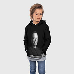 Толстовка-худи детская Илон Маск, портрет, цвет: 3D-меланж — фото 2