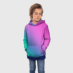 Толстовка-худи детская Розовый с бирюзовым и синим градиент, цвет: 3D-синий — фото 2