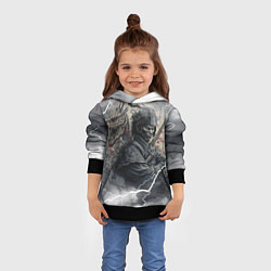 Толстовка-худи детская Дракон и самурай, цвет: 3D-черный — фото 2