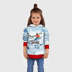 Толстовка-худи детская Горные лыжи спуск, цвет: 3D-красный — фото 2