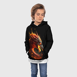 Толстовка-худи детская Яростный огненный дракон, цвет: 3D-белый — фото 2