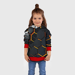 Толстовка-худи детская Плиты стиль соты киберпанк, цвет: 3D-красный — фото 2