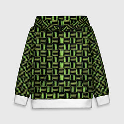 Толстовка-худи детская Паттерн из зеленых линий, цвет: 3D-белый
