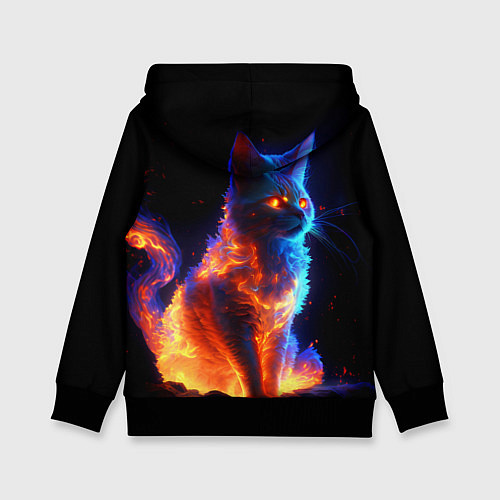 Детская толстовка Огненная кошка / 3D-Черный – фото 2