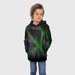 Толстовка-худи детская Stripes Abstract green, цвет: 3D-черный — фото 2