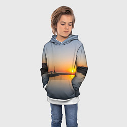 Толстовка-худи детская Санкт-Петербург, закат на Финском заливе, цвет: 3D-белый — фото 2