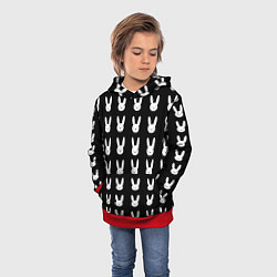 Толстовка-худи детская Bunny pattern black, цвет: 3D-красный — фото 2