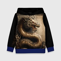 Толстовка-худи детская Китайский дракон с открытой пастью, цвет: 3D-синий