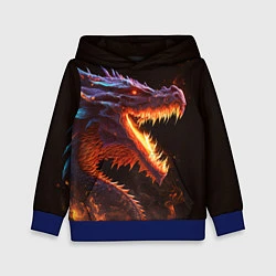 Толстовка-худи детская Огненный дракон, цвет: 3D-синий