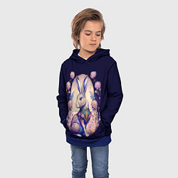 Толстовка-худи детская Мистический заяц, цвет: 3D-синий — фото 2