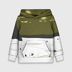 Толстовка-худи детская Зимняя рыбалка, цвет: 3D-белый