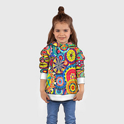 Толстовка-худи детская Психоделика калейдоскоп, цвет: 3D-белый — фото 2