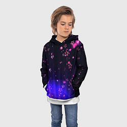 Толстовка-худи детская Звездочки в неоновой подсветке, цвет: 3D-белый — фото 2