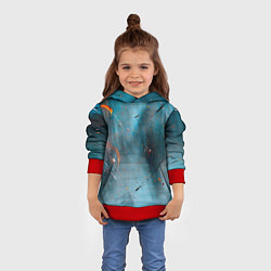 Толстовка-худи детская Абстрактный синий туман, силуэты и краски, цвет: 3D-красный — фото 2