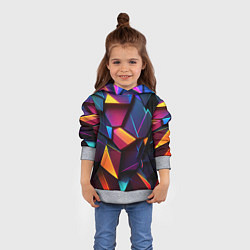 Толстовка-худи детская Неоновые абстрактные плиты, цвет: 3D-меланж — фото 2