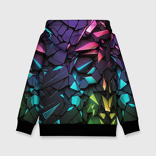 Детская толстовка Неоновые абстрактные каменные плиты / 3D-Черный – фото 2