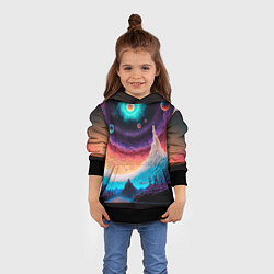 Толстовка-худи детская Абстрактный кусок земли со снежным лесом и космосо, цвет: 3D-черный — фото 2