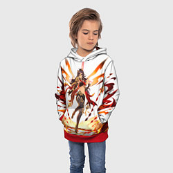 Толстовка-худи детская Дэхья Геншин импакт, цвет: 3D-красный — фото 2
