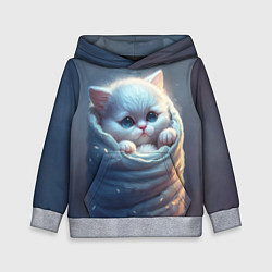 Толстовка-худи детская Котик в мешке, цвет: 3D-меланж