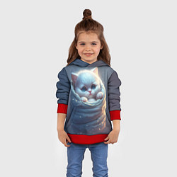 Толстовка-худи детская Котик в мешке, цвет: 3D-красный — фото 2