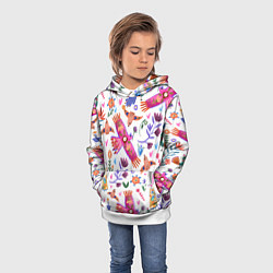 Толстовка-худи детская Птицы, цвет: 3D-белый — фото 2