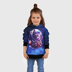 Толстовка-худи детская Кот в космическом скафандре, цвет: 3D-черный — фото 2