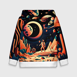 Толстовка-худи детская Покорение космоса, цвет: 3D-белый