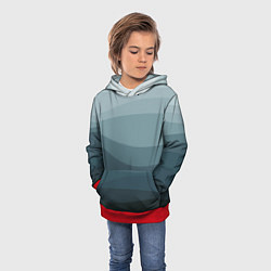 Толстовка-худи детская Бирюзовые волны, цвет: 3D-красный — фото 2