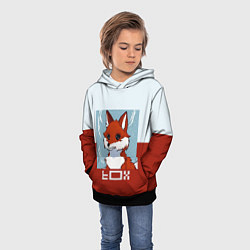 Толстовка-худи детская Пиксельная лиса с надписью fox, цвет: 3D-черный — фото 2