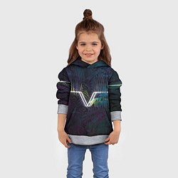 Толстовка-худи детская Неоновая линия в листве, цвет: 3D-меланж — фото 2