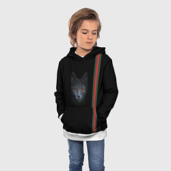 Толстовка-худи детская Кот гуччи, цвет: 3D-белый — фото 2