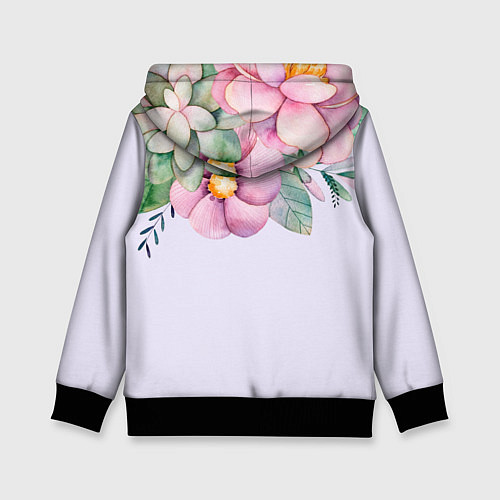 Детская толстовка Пастельные цветы акварелью - наверху / 3D-Черный – фото 2