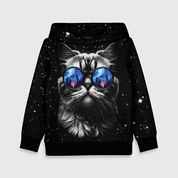 Толстовка-худи детская Кот видит млечный путь, цвет: 3D-черный