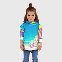 Толстовка-худи детская Утренний город, цвет: 3D-белый — фото 2