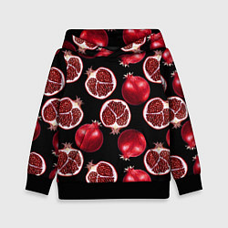 Толстовка-худи детская Гранаты на черном фоне - паттерн, цвет: 3D-черный