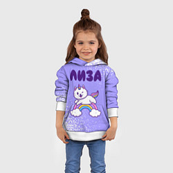 Толстовка-худи детская Лиза кошка единорожка, цвет: 3D-белый — фото 2