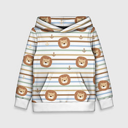 Детская толстовка Лев и якори: полосы - паттерн