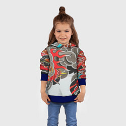 Толстовка-худи детская Иредзуми: дракон в дыму, цвет: 3D-синий — фото 2