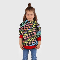 Толстовка-худи детская Colorful avant-garde chess pattern - fashion, цвет: 3D-красный — фото 2