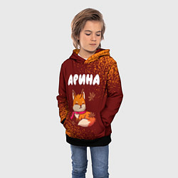 Толстовка-худи детская Арина осенняя лисичка, цвет: 3D-черный — фото 2
