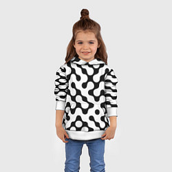 Толстовка-худи детская Чёрно-белый растровый узор, цвет: 3D-белый — фото 2