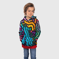Толстовка-худи детская Цветные микроорганизмы, цвет: 3D-красный — фото 2