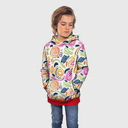 Толстовка-худи детская Геометрический паттерн, цвет: 3D-красный — фото 2