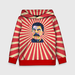 Толстовка-худи детская Сталин полигональный, цвет: 3D-красный