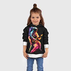 Толстовка-худи детская Космонавт с гитарой в радужных огнях, цвет: 3D-белый — фото 2