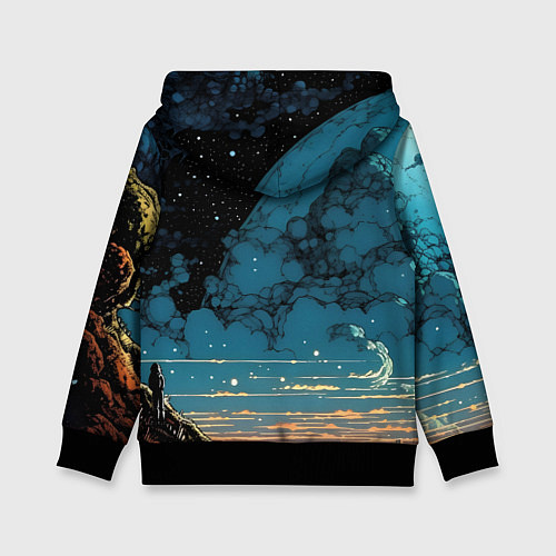 Детская толстовка Тигр космонавт на далекой планете / 3D-Черный – фото 2