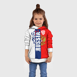 Толстовка-худи детская Russia national team: white blue red, цвет: 3D-белый — фото 2