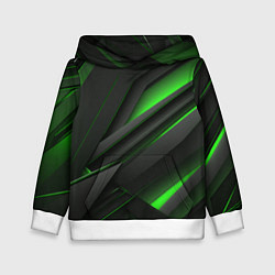 Детская толстовка Черно-зеленые объемные полосы