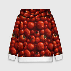 Толстовка-худи детская Сочная текстура из томатов, цвет: 3D-белый